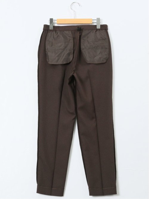 ストレッチウォッシャブル ウール調 タックテーパードパンツ 千鳥こげ茶(セットアップ可能)