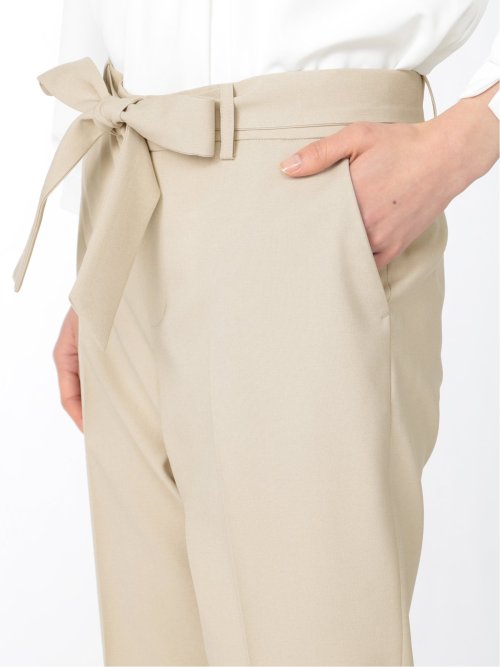 綿麻ライク テーパードパンツ ベージュ(セットアップ可能)