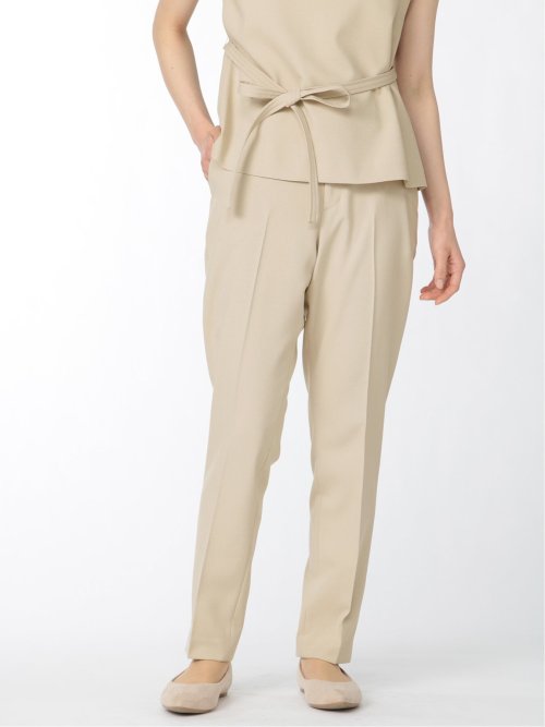 綿麻ライク テーパードパンツ ベージュ(セットアップ可能)