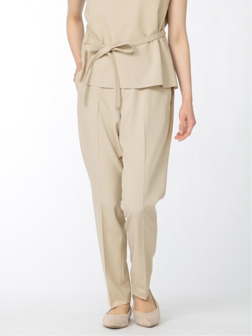 綿麻ライク テーパードパンツ ベージュ(セットアップ可能)