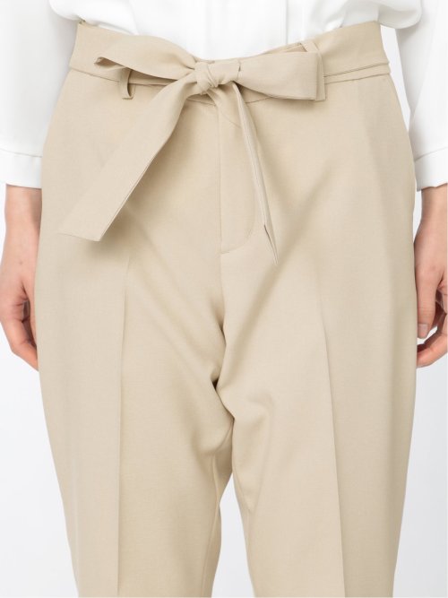 綿麻ライク テーパードパンツ ベージュ(セットアップ可能)