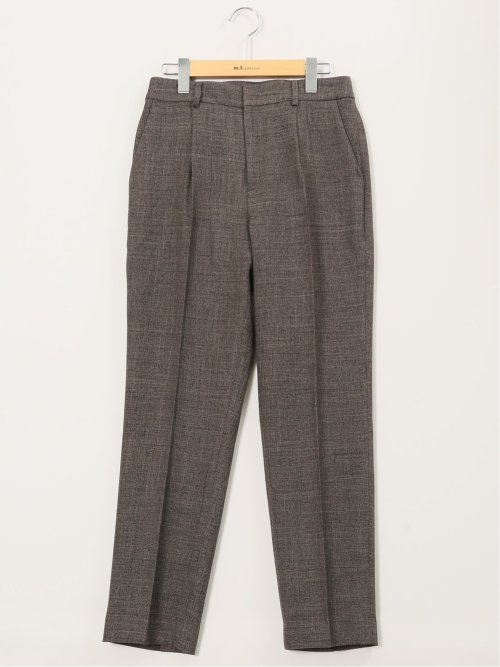 ストレッチウォッシャブル シャーク タックテーパードパンツ こげ茶(セットアップ可能)