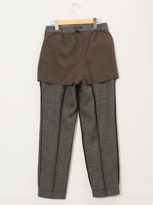 ストレッチウォッシャブル シャーク タックテーパードパンツ こげ茶(セットアップ可能)