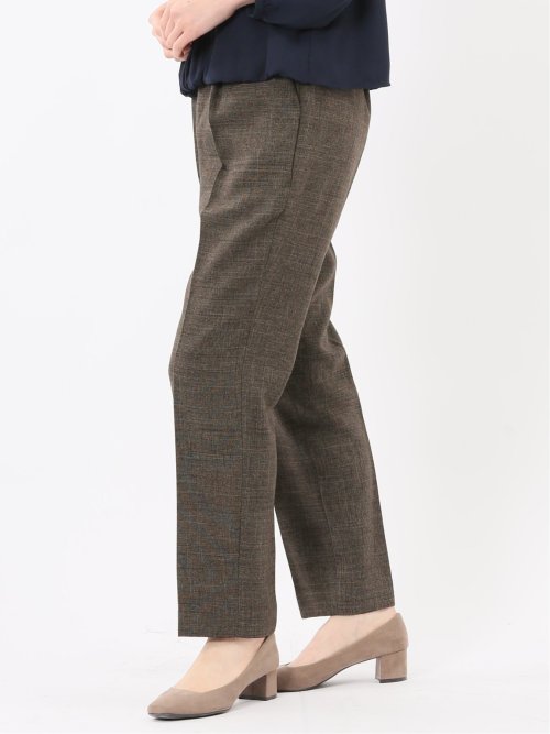 ストレッチウォッシャブル シャーク タックテーパードパンツ こげ茶(セットアップ可能)