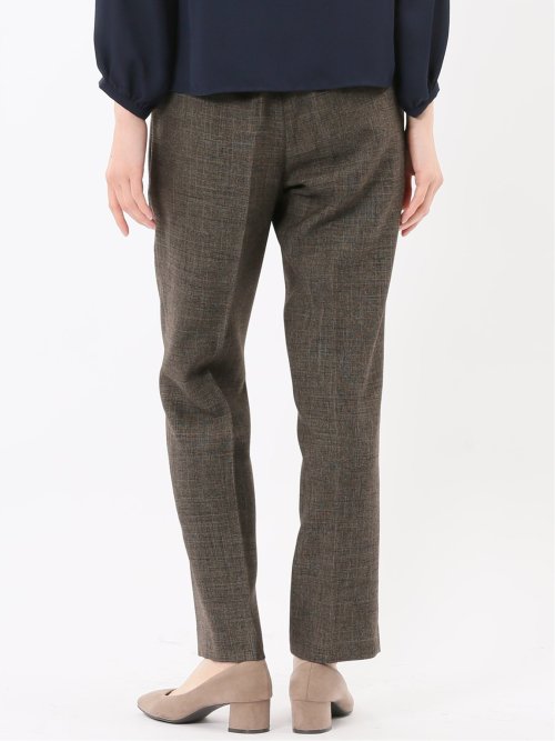 ストレッチウォッシャブル シャーク タックテーパードパンツ こげ茶(セットアップ可能)