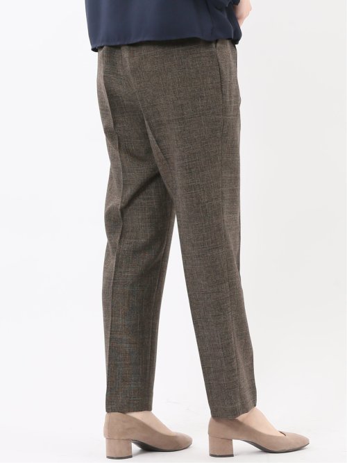 ストレッチウォッシャブル シャーク タックテーパードパンツ こげ茶(セットアップ可能)