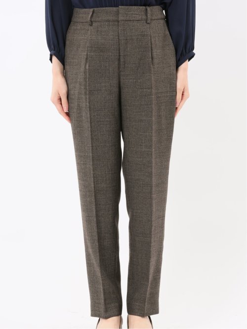 ストレッチウォッシャブル シャーク タックテーパードパンツ こげ茶(セットアップ可能)