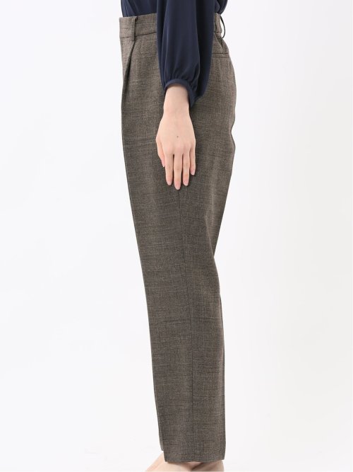 ストレッチウォッシャブル シャーク タックテーパードパンツ こげ茶(セットアップ可能)