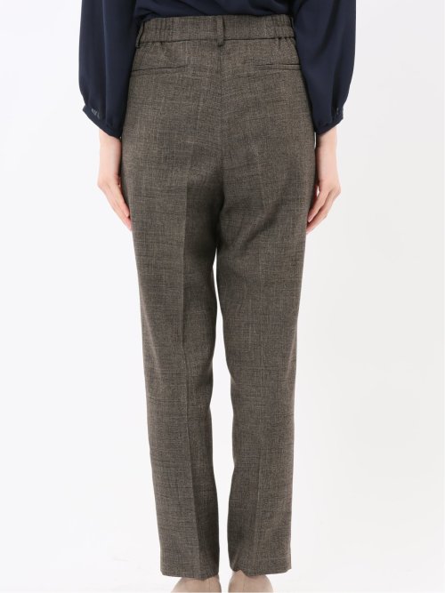 ストレッチウォッシャブル シャーク タックテーパードパンツ こげ茶(セットアップ可能)