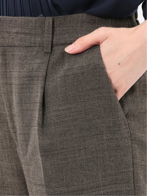 ストレッチウォッシャブル シャーク タックテーパードパンツ こげ茶(セットアップ可能)