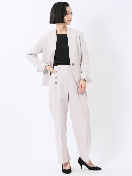 ストレッチウォッシャブル オックス ストレートパンツ グレー(セットアップ可能)