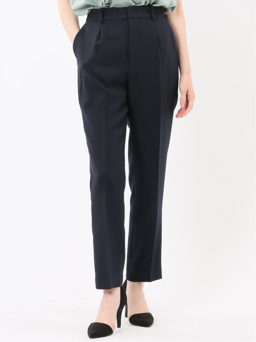 m．f．エディトリアル（m．f．editorial）/m．f．エディトリアル ストレッチウォッシャブル テーパードパンツ 紺(セットアップ可能) ストレッチウォッシャブル シャーク タックテーパードパンツ 紺