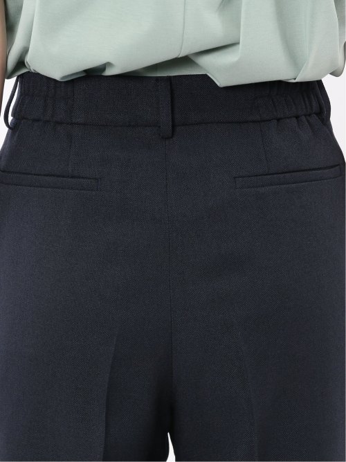 ストレッチウォッシャブル シャーク タックテーパードパンツ 紺(セットアップ可能)