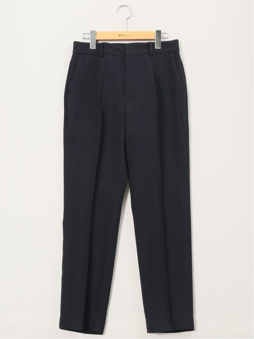 ストレッチウォッシャブル シャーク タックテーパードパンツ 紺(セットアップ可能)