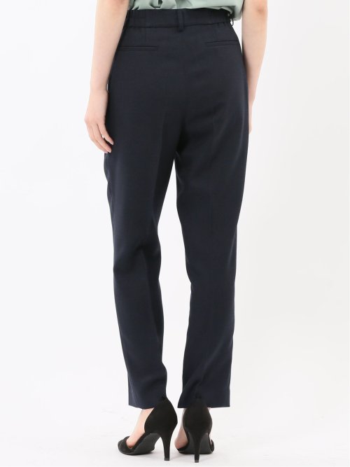 ストレッチウォッシャブル シャーク タックテーパードパンツ 紺(セットアップ可能)