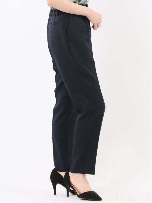 ストレッチウォッシャブル シャーク タックテーパードパンツ 紺(セットアップ可能)