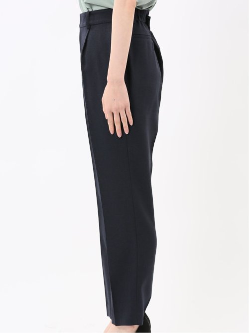 ストレッチウォッシャブル シャーク タックテーパードパンツ 紺(セットアップ可能)