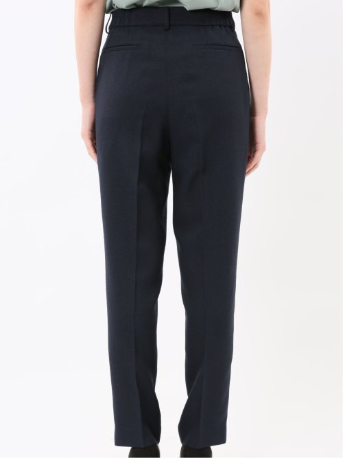 ストレッチウォッシャブル シャーク タックテーパードパンツ 紺(セットアップ可能)