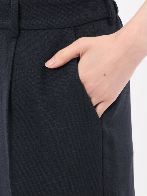 ストレッチウォッシャブル シャーク タックテーパードパンツ 紺(セットアップ可能)