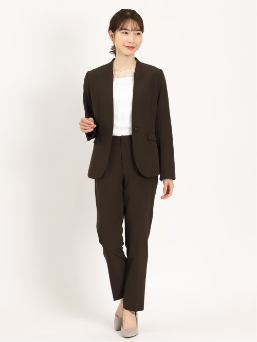 ダブルクロス テーパードパンツ 茶(セットアップ可能)