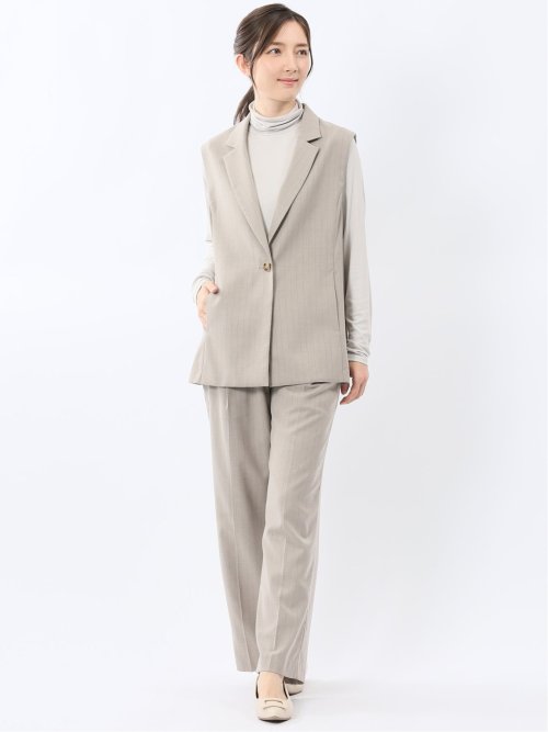 ビリーストライプ ワイドパンツ ベージュ(セットアップ可能)