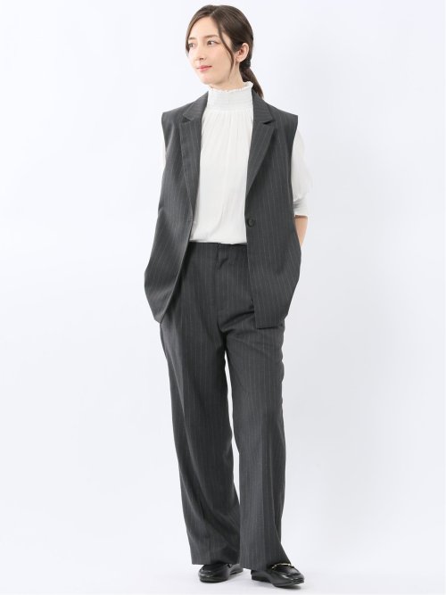 ビリーストライプ ワイドパンツ グレー(セットアップ可能)