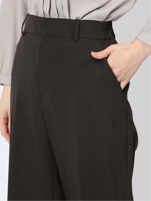 ウェザーストレッチウォッシャブル ワイドパンツ こげ茶(セットアップ可能)