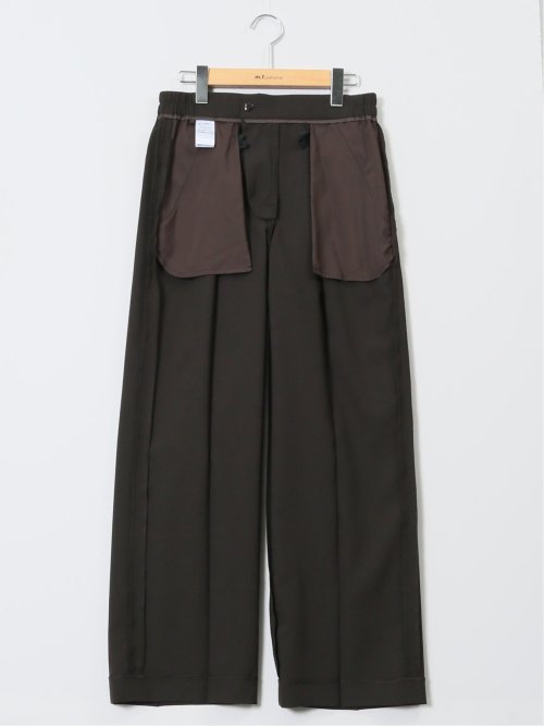 ウェザーストレッチウォッシャブル ワイドパンツ こげ茶(セットアップ可能)