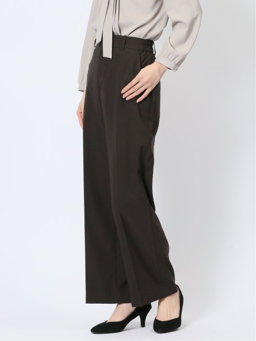 ウェザーストレッチウォッシャブル ワイドパンツ こげ茶(セットアップ可能)