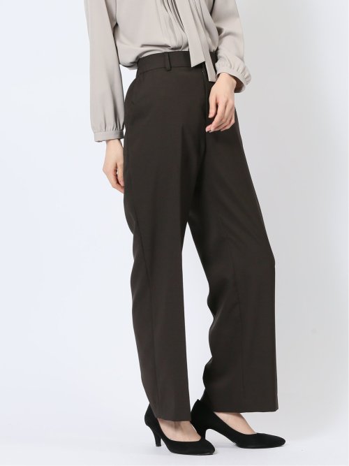 ウェザーストレッチウォッシャブル ワイドパンツ こげ茶(セットアップ可能)