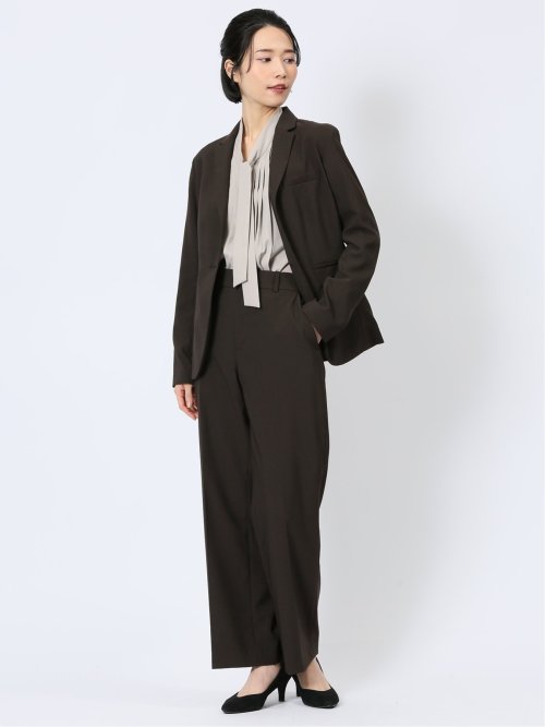 ウェザーストレッチウォッシャブル ワイドパンツ こげ茶(セットアップ可能)