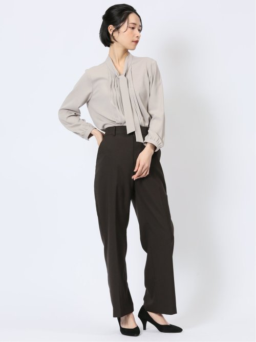 ウェザーストレッチウォッシャブル ワイドパンツ こげ茶(セットアップ可能)