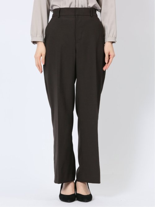 ウェザーストレッチウォッシャブル ワイドパンツ こげ茶(セットアップ可能)