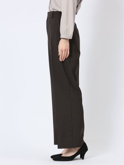 ウェザーストレッチウォッシャブル ワイドパンツ こげ茶(セットアップ可能)