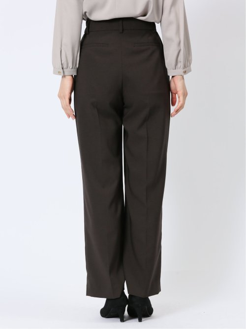 ウェザーストレッチウォッシャブル ワイドパンツ こげ茶(セットアップ可能)