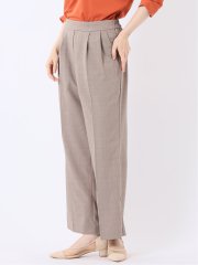 ストレッチ ウォッシャブル 撥水 UVカット 麻調 セミワイド パンツ ベージュ セットアップ可能 レディース