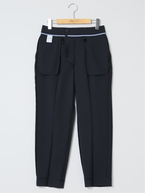 シアサッカー テーパードパンツ 紺(セットアップ可能)