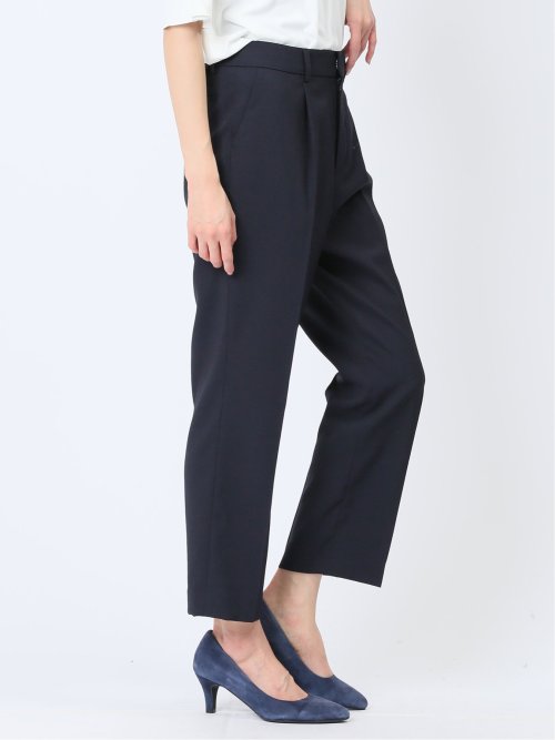 シアサッカー テーパードパンツ 紺(セットアップ可能)