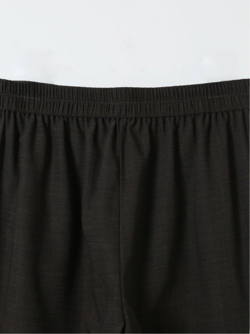 ストレッチ ウォッシャブル 撥水 UVカット 麻調 セミワイド パンツ ブラウン セットアップ可能 レディース