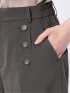 杢調 ボタン付き ワイドパンツ こげ茶(セットアップ可能)