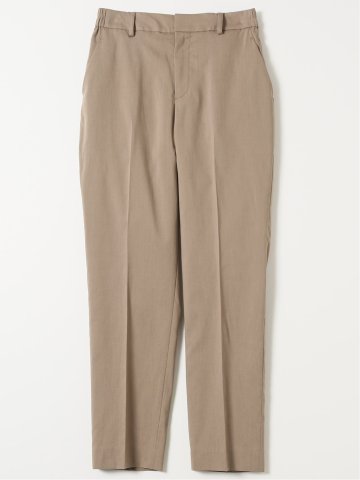 ストレッチ ウォッシャブル リネン混 テーパード パンツ 茶(セットアップ可能)