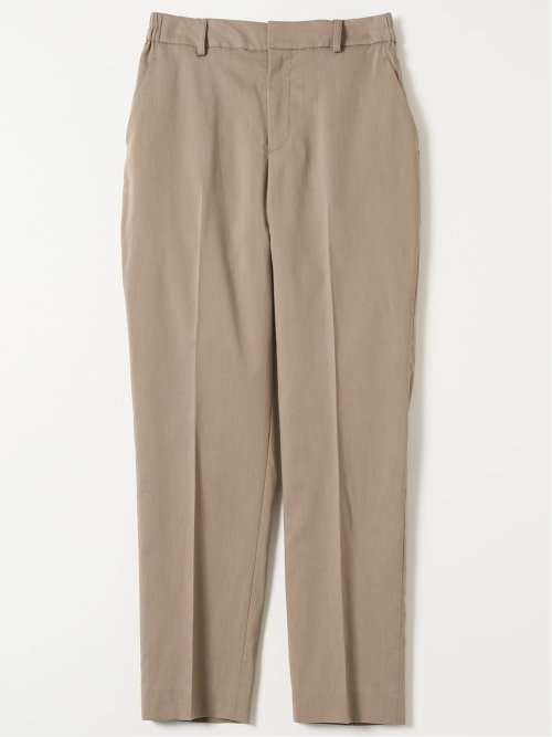 ストレッチ ウォッシャブル リネン混 テーパード パンツ 茶(セットアップ可能)