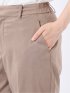 ストレッチ ウォッシャブル リネン混 テーパード パンツ 茶(セットアップ可能)