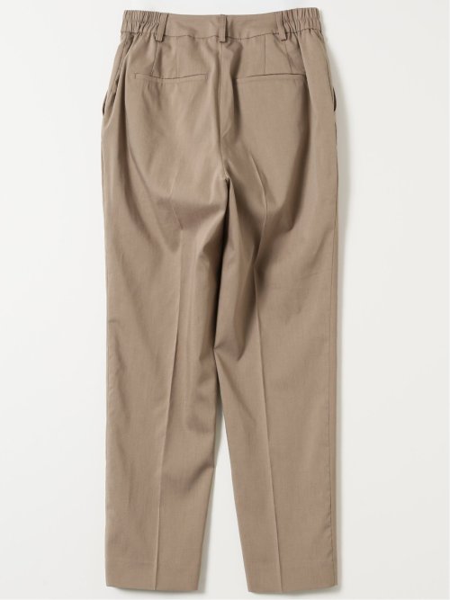 ストレッチ ウォッシャブル リネン混 テーパード パンツ 茶(セットアップ可能)