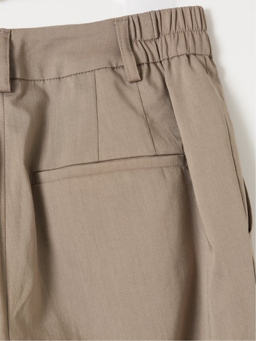 ストレッチ ウォッシャブル リネン混 テーパード パンツ 茶(セットアップ可能)