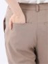 ストレッチ ウォッシャブル リネン混 テーパード パンツ 茶(セットアップ可能)