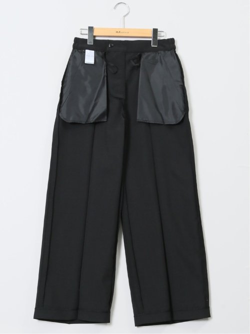 杢調 ボタン付き ワイドパンツ 黒(セットアップ可能)