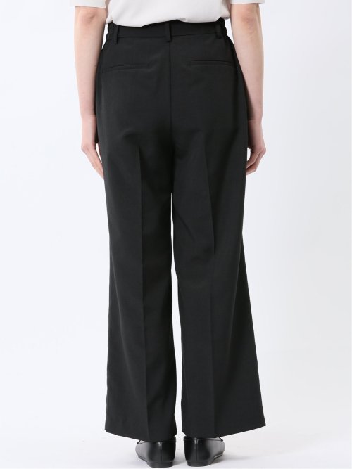 杢調 ボタン付き ワイドパンツ 黒(セットアップ可能)