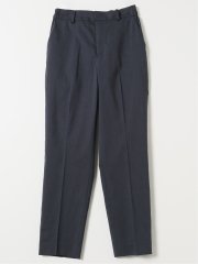 ストレッチ ウォッシャブル リネン混 テーパード パンツ 紺(セットアップ可能)