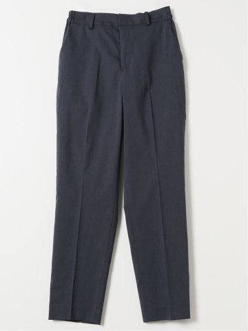 ストレッチ ウォッシャブル リネン混 テーパード パンツ 紺(セットアップ可能)